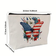 Large Capacity Travel Makeup Bag Linen Cosmetic Organizer Flag