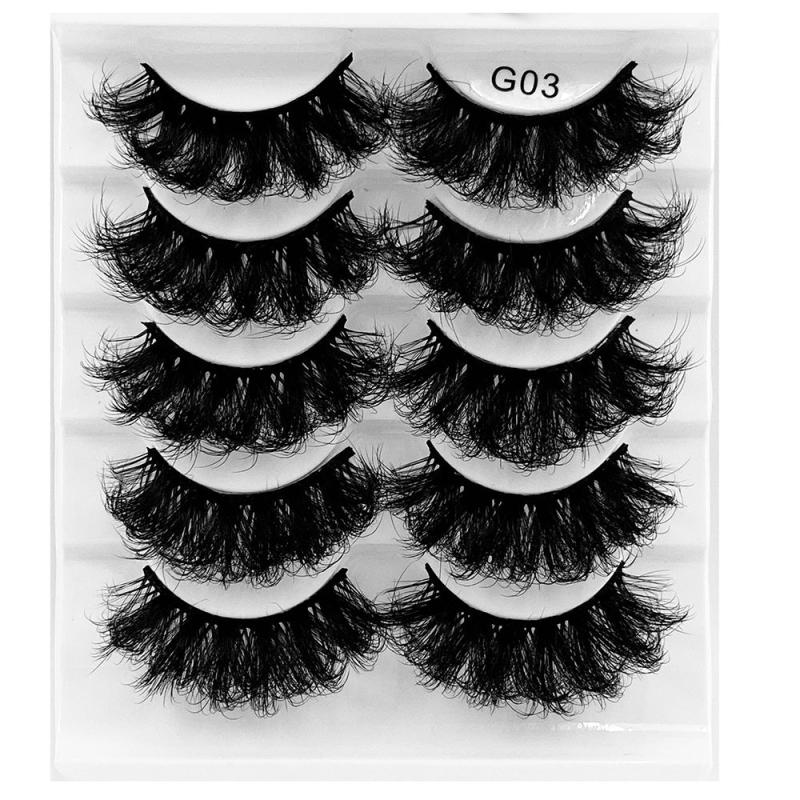 5 Pairs Faux Mink Eyelashes Long Lasting Fluffy Thick Long