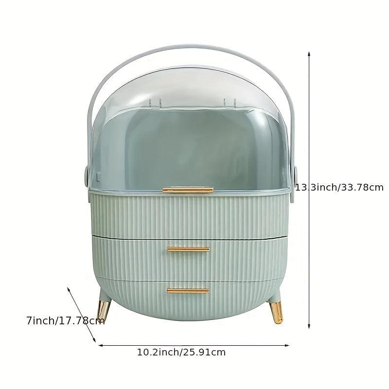 Waterproof Makeup Organizer with Lid and Drawers