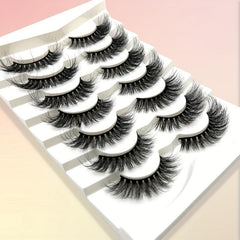 7 Pairs 3D Faux Mink False Eyelashes 16 18mm Thick Curling Lashes Extension