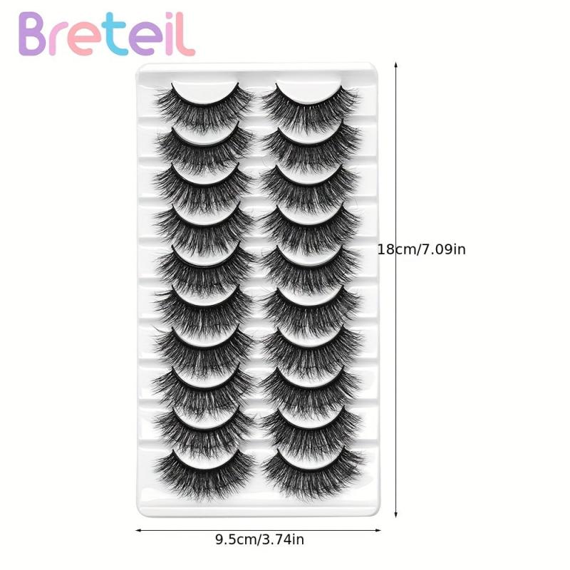 10 Pairs Volume False Eyelashes Set + Tweezers & Brushes