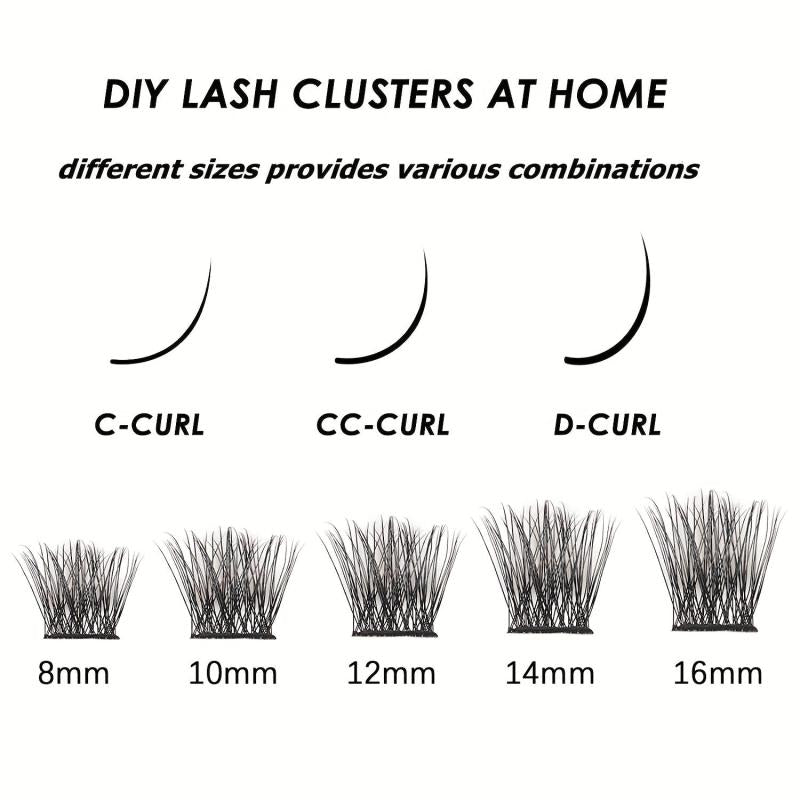 72 Pcs Individual Lash Clusters DIY Natural False Eyelashes C D Curl