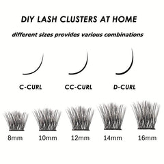 72 Pcs Individual Lash Clusters DIY Natural False Eyelashes C D Curl