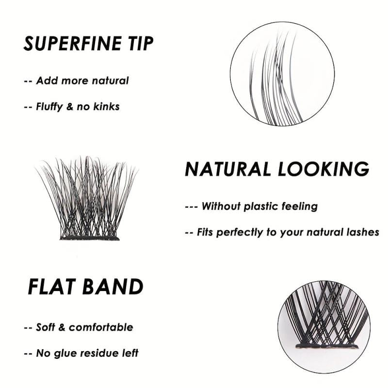 72 Pcs Individual Lash Clusters DIY Natural False Eyelashes C D Curl
