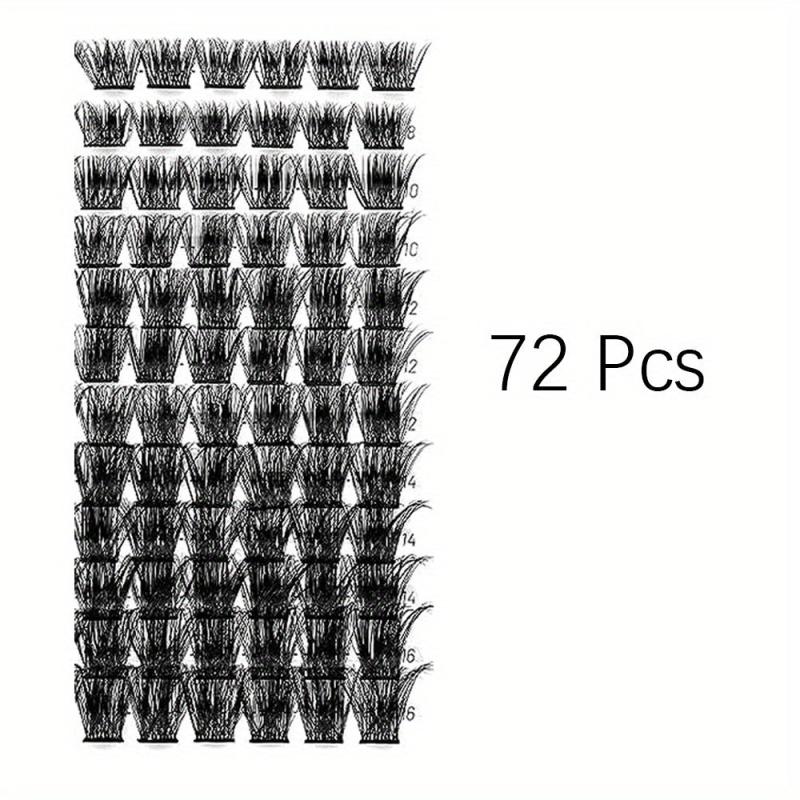 72 Pcs Individual Lash Clusters DIY Natural False Eyelashes C D Curl