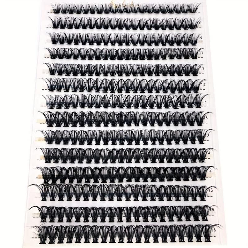 280pcs Clusters Eyelashes 0.07mm D Curl Mixed Length Faux Mink Eyelash Extension