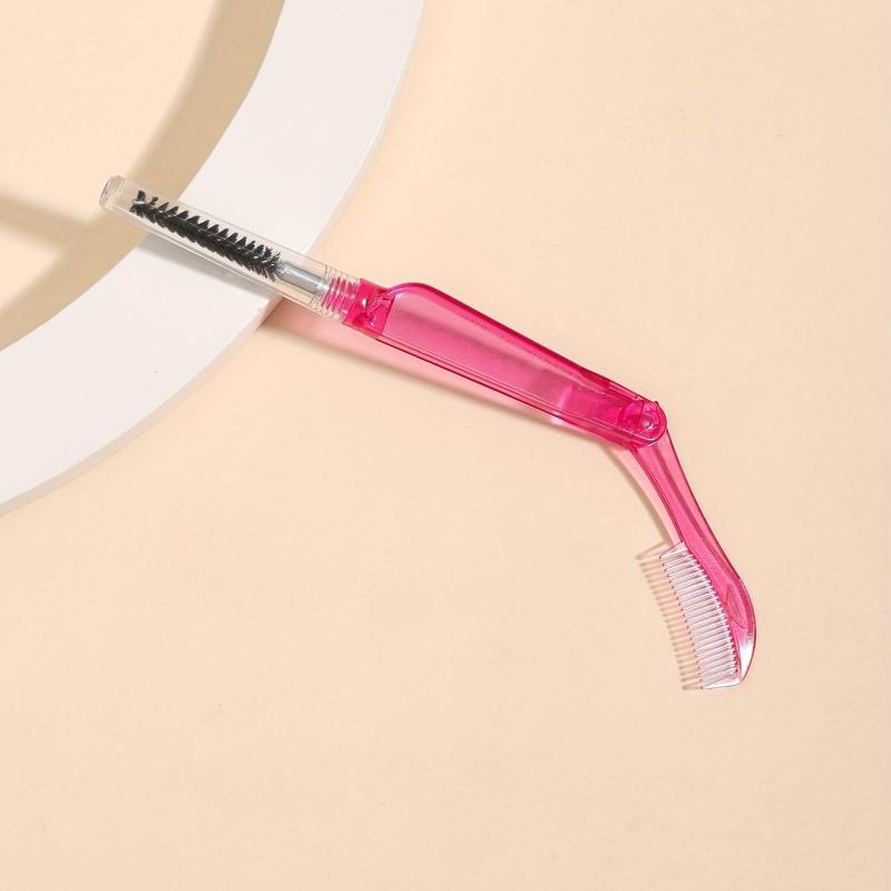 2-in-1 Folding Eyelash & Eyebrow Brush w/ Cap Pink