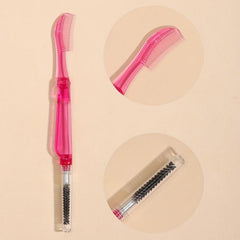 2-in-1 Folding Eyelash & Eyebrow Brush w/ Cap Pink