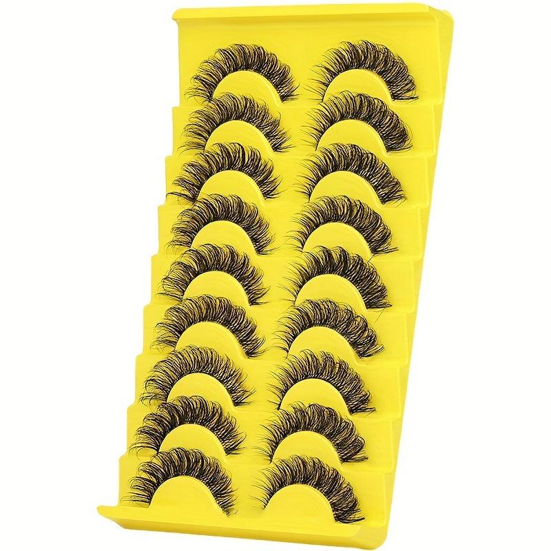 10 Pairs Faux Mink Eyelashes Natural Look Thick Simulated Lashes