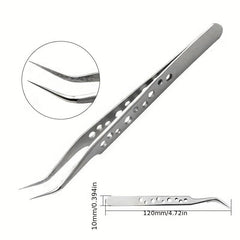 2pcs Stainless Steel Tweezers Set for Eyelash Extensions with Storage Case