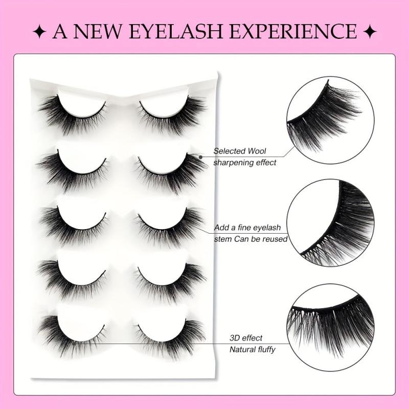 Fox Cat Eye Lashes 5 Pairs Natural Look Faux Mink Eyelashes