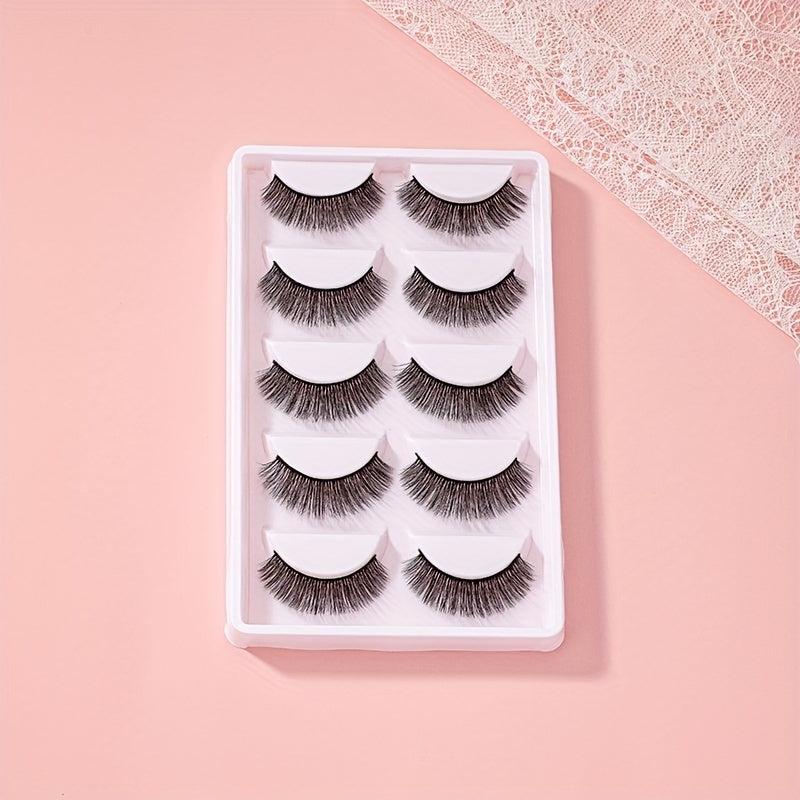 5 Pairs Natural Look 3D False Lashes for Dating Party Cosplay Makeup