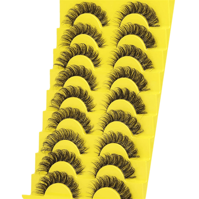 10 Pairs 6D Fluffy Wispy Faux Mink Cat Eye False Eyelashes