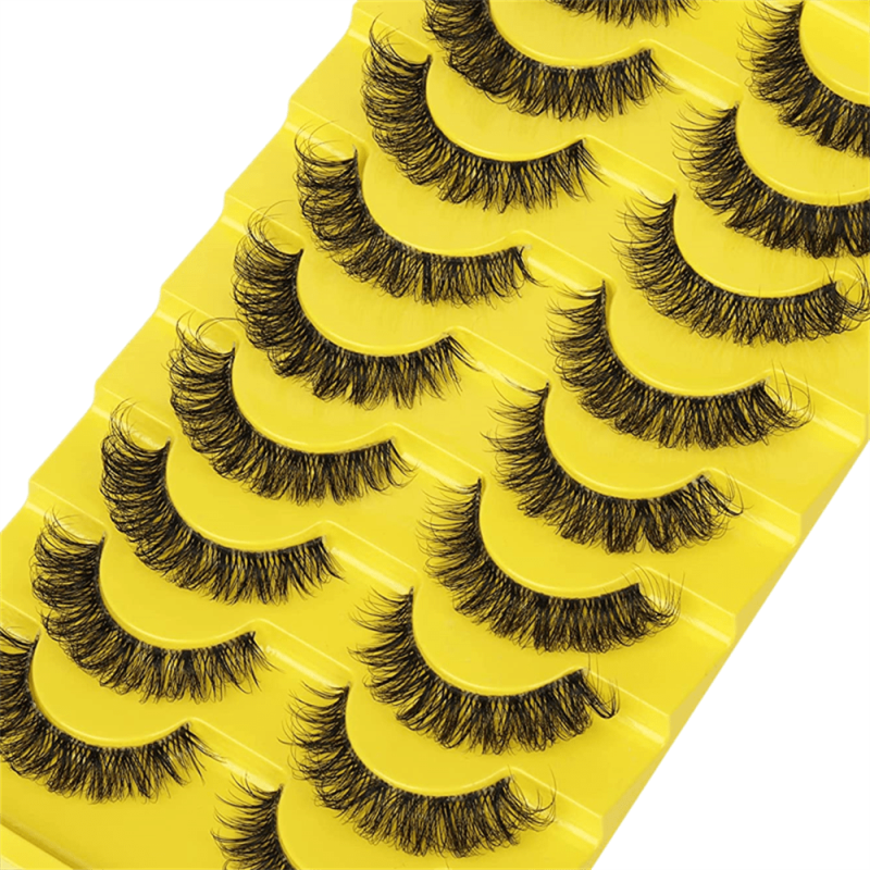 10 Pairs 6D Fluffy Wispy Faux Mink Cat Eye False Eyelashes