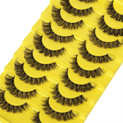 10 Pairs 6D Fluffy Wispy Faux Mink Cat Eye False Eyelashes