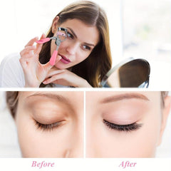 Long Lasting Eyelash Curlers Set with Built-In Comb and Eyebrow Brush