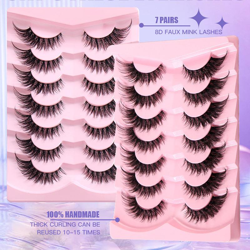 7 Pairs Fluffy Curly False Eyelashes for Daily Party Stage Makeup