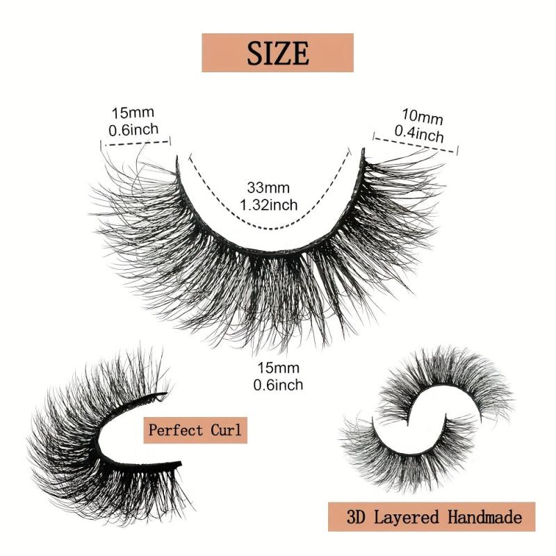 14 Pairs Faux Mink Lashes Strip False Eyelashes Thick Volume Fluffy Lightweight