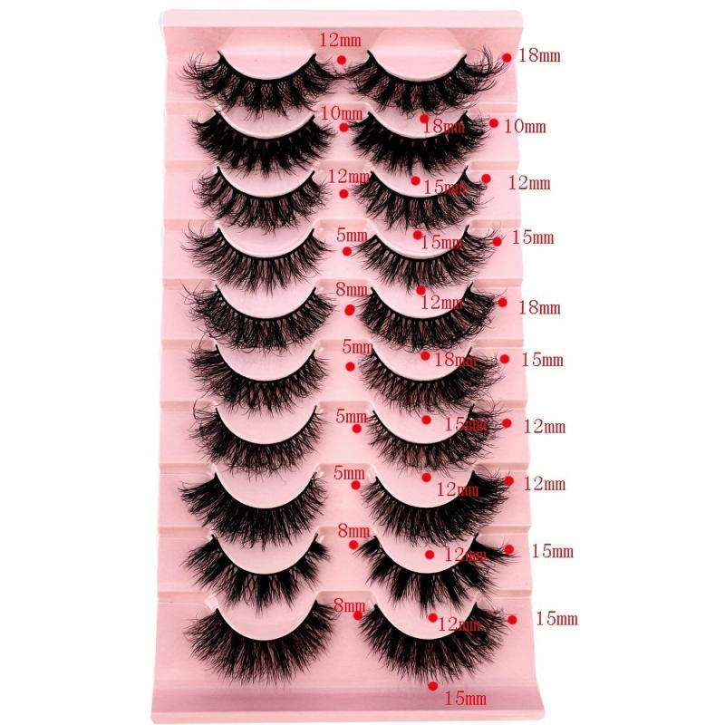 10 Pairs Mixed Style False Eyelashes Dramatic 3D Mink Lashes Extension