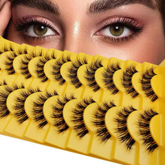 10 Pairs 6D Fluffy Wispy Faux Mink Eyelashes Cat Fox Eye Effect