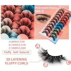 10 Pairs 3D Mink Lashes Fluffy Wispy Natural Cross Eyelash Extension