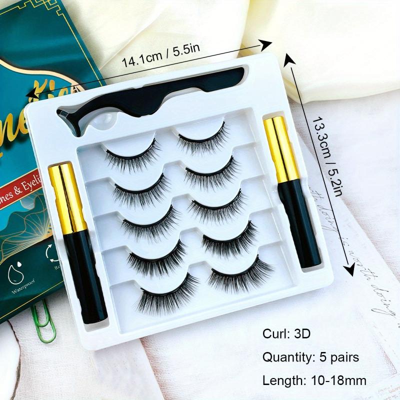 Magnetic Eyelashes with Eyeliner Kit 5 Pairs Natural Looking Waterproof