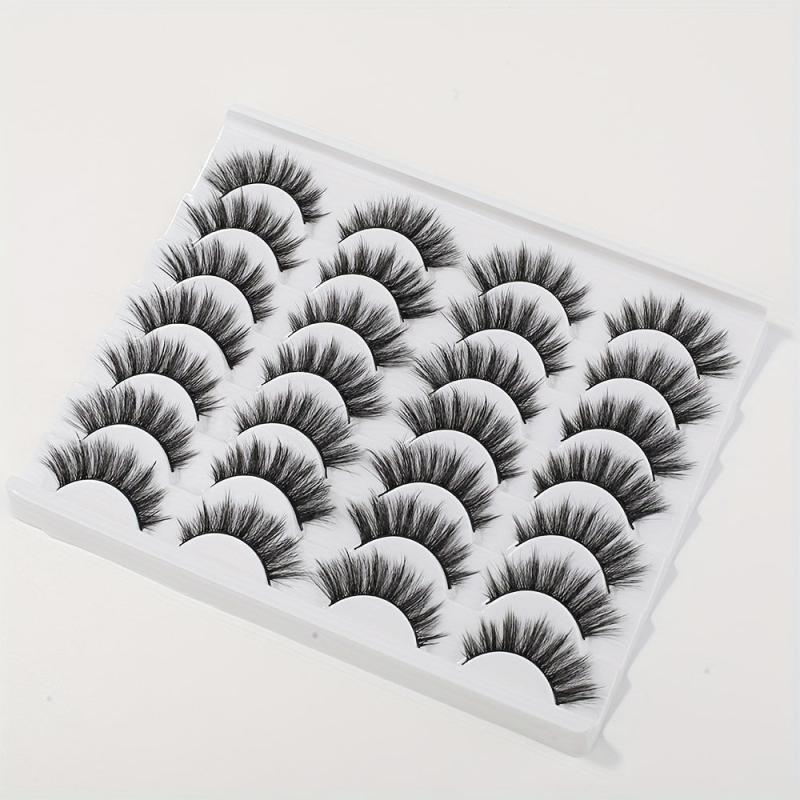 14 Pairs Fluffy False Eyelashes Natural Look Faux Mink Lashes for Cat Eye Look