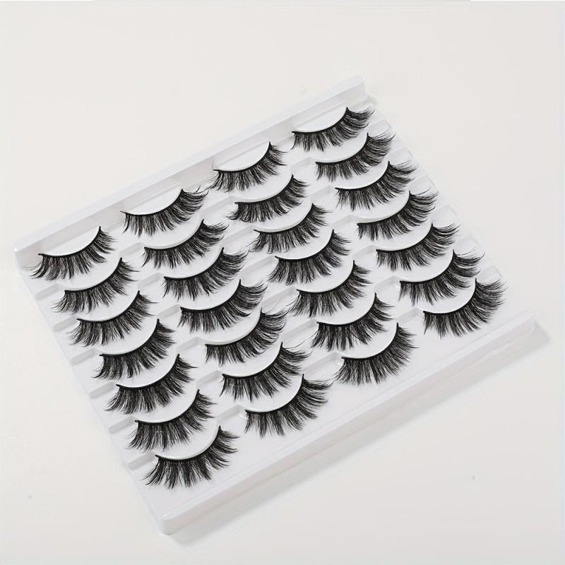 14 Pairs Fluffy False Eyelashes Natural Look Faux Mink Lashes for Cat Eye Look