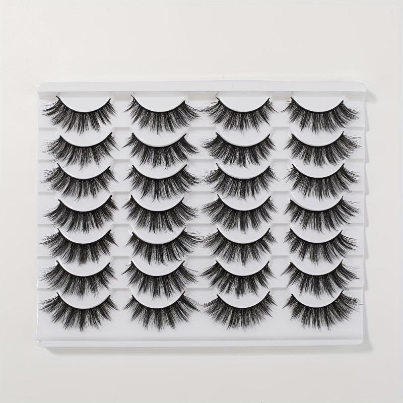 14 Pairs Fluffy False Eyelashes Natural Look Faux Mink Lashes for Cat Eye Look