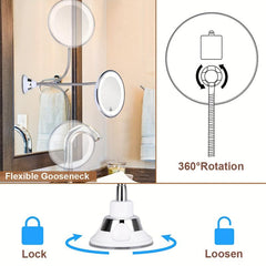 10X Magnifying Suction Mirror with Dimmable LED Light