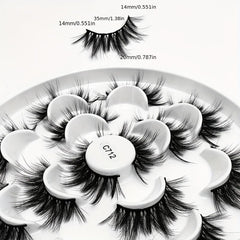 7 Pairs Slender False Eyelashes Faux Mink Eye Lashes Lengthening Thick