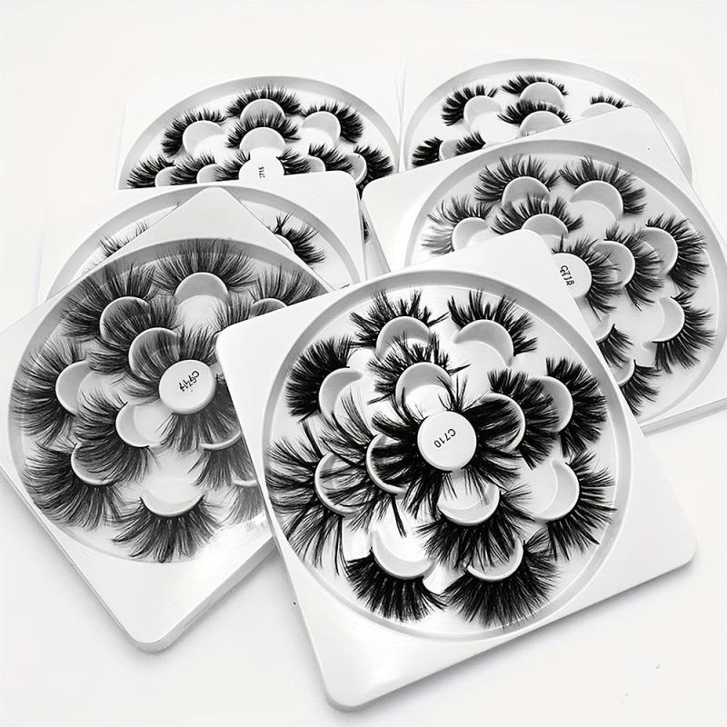 7 Pairs Slender False Eyelashes Faux Mink Eye Lashes Lengthening Thick
