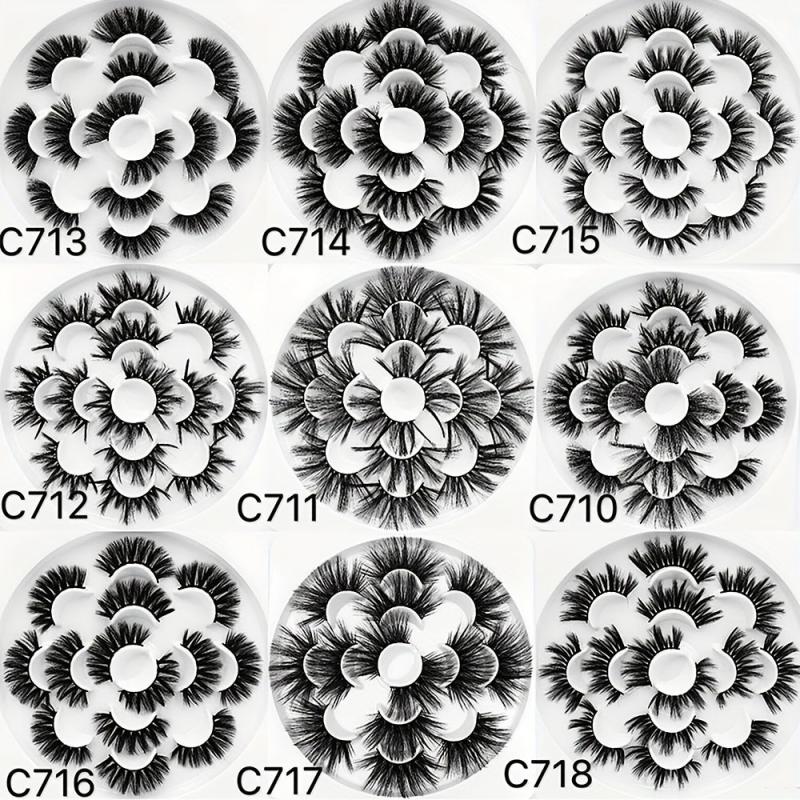 7 Pairs Slender False Eyelashes Faux Mink Eye Lashes Lengthening Thick