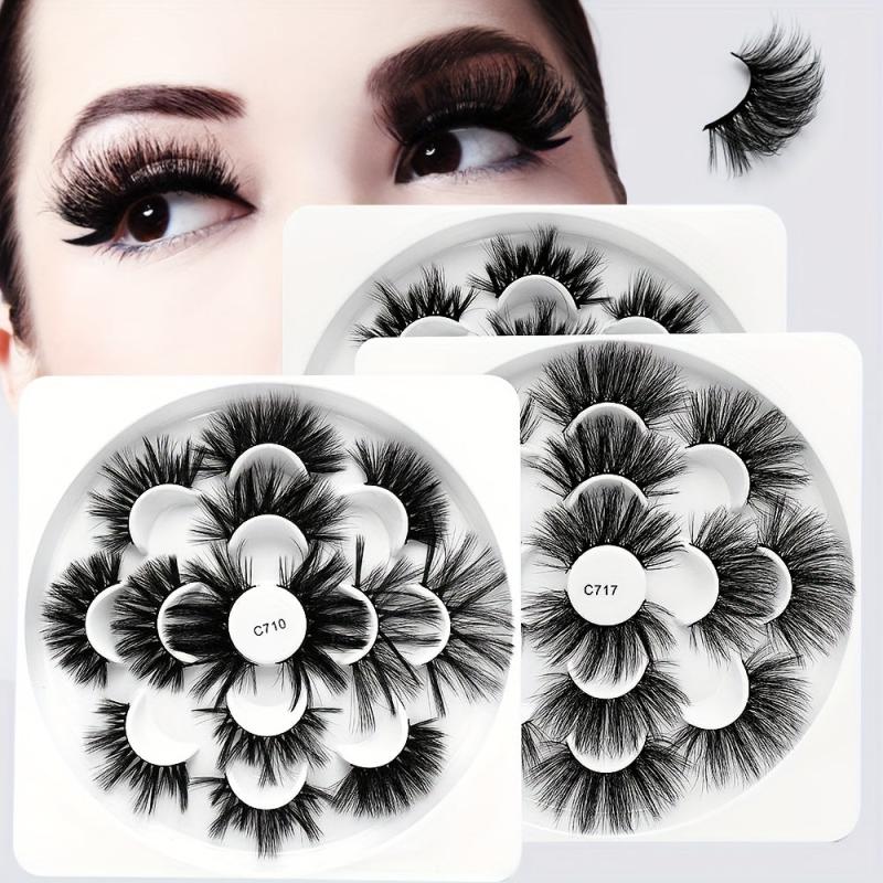7 Pairs Slender False Eyelashes Faux Mink Eye Lashes Lengthening Thick