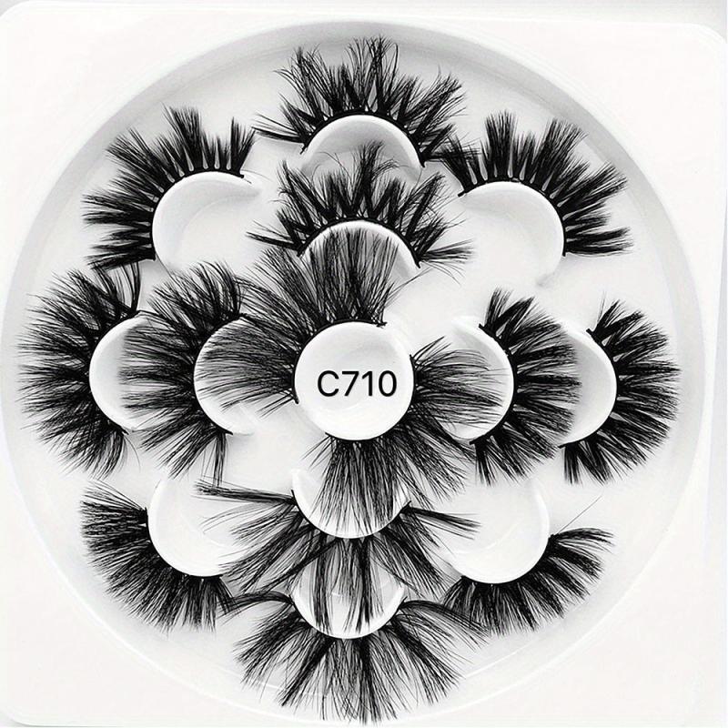 7 Pairs Slender False Eyelashes Faux Mink Eye Lashes Lengthening Thick