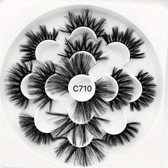7 Pairs Slender False Eyelashes Faux Mink Eye Lashes Lengthening Thick