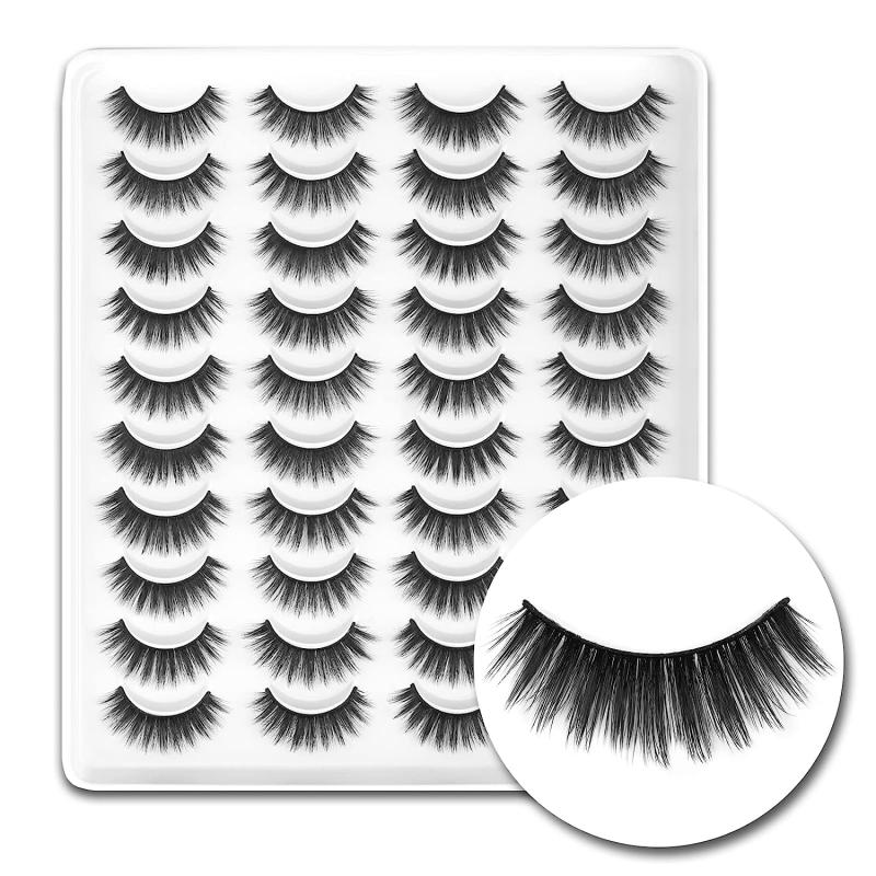 20 Pairs Faux Mink Cat Eye False Eyelashes