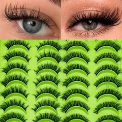 20 Pairs Cat Fox Eye False Eyelashes Fluffy 8D Dramatic Reusable Faux Mink