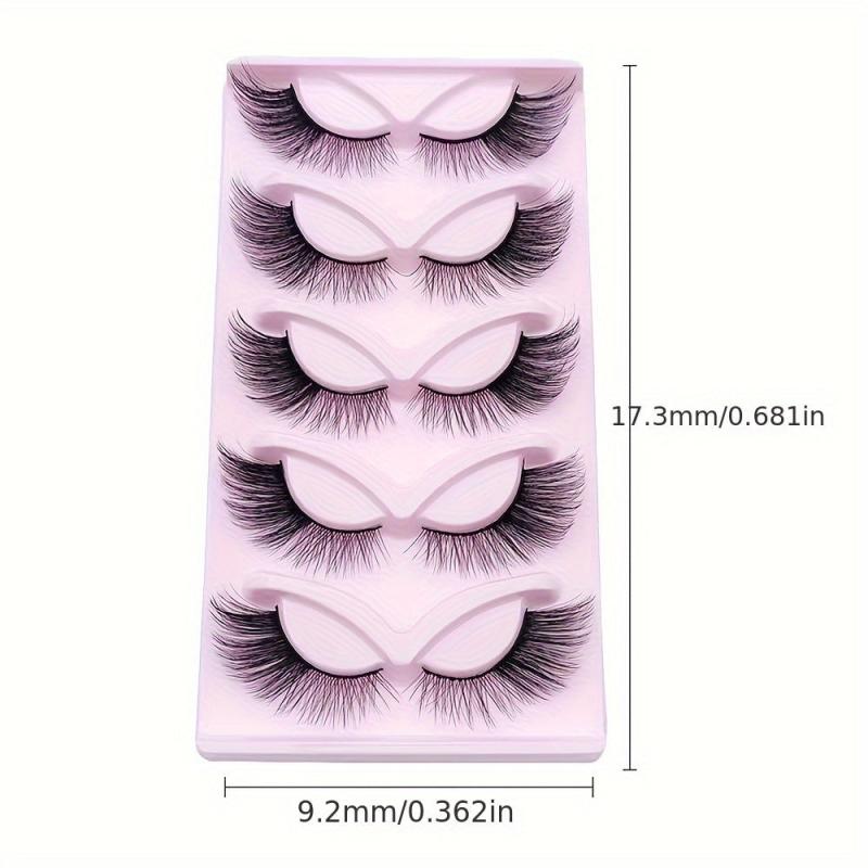 5 Pairs Fluffy False Eyealshes Fox Cat Eye Lashes Winged False Eyelashes