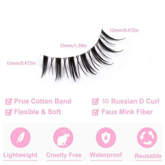10 Pairs Natural 3D Faux Mink Short False Eyelashes