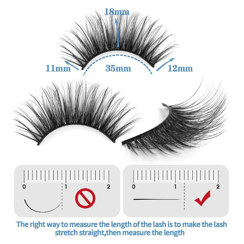 18mm Faux 3D Mink Lashes Natural Look Fluffy Cat Eye Wispy Lashes 14 Pairs