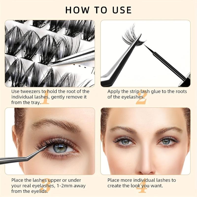 C Curling 280pcs Cluster Lashes Soft Slender Waterproof Reusable False Eyelashes