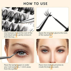 C Curling 280pcs Cluster Lashes Soft Slender Waterproof Reusable False Eyelashes