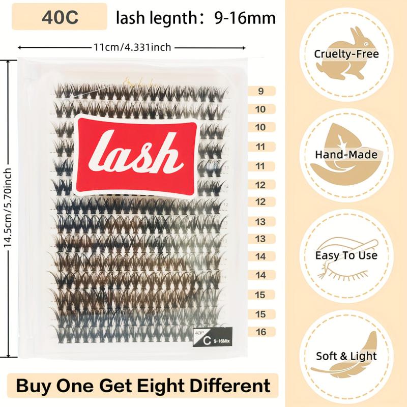 C Curling 280pcs Cluster Lashes Soft Slender Waterproof Reusable False Eyelashes