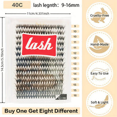 C Curling 280pcs Cluster Lashes Soft Slender Waterproof Reusable False Eyelashes