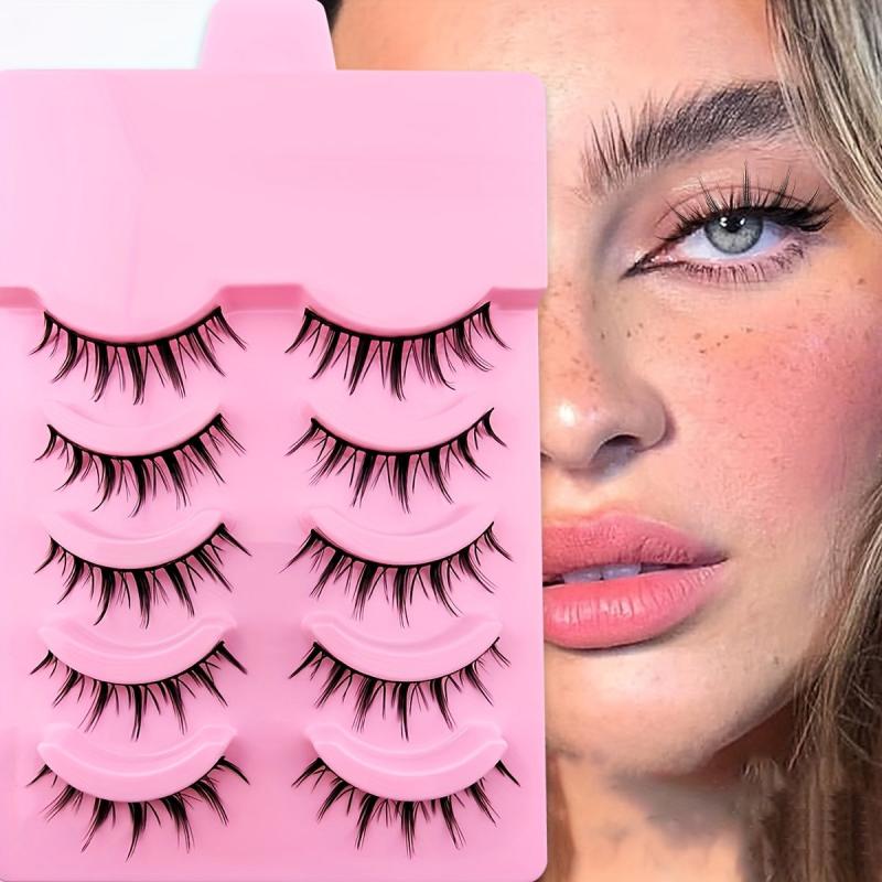 5 Pairs Manga Lashes 14mm Natural Look Individual Clusters Like Lashes Anime