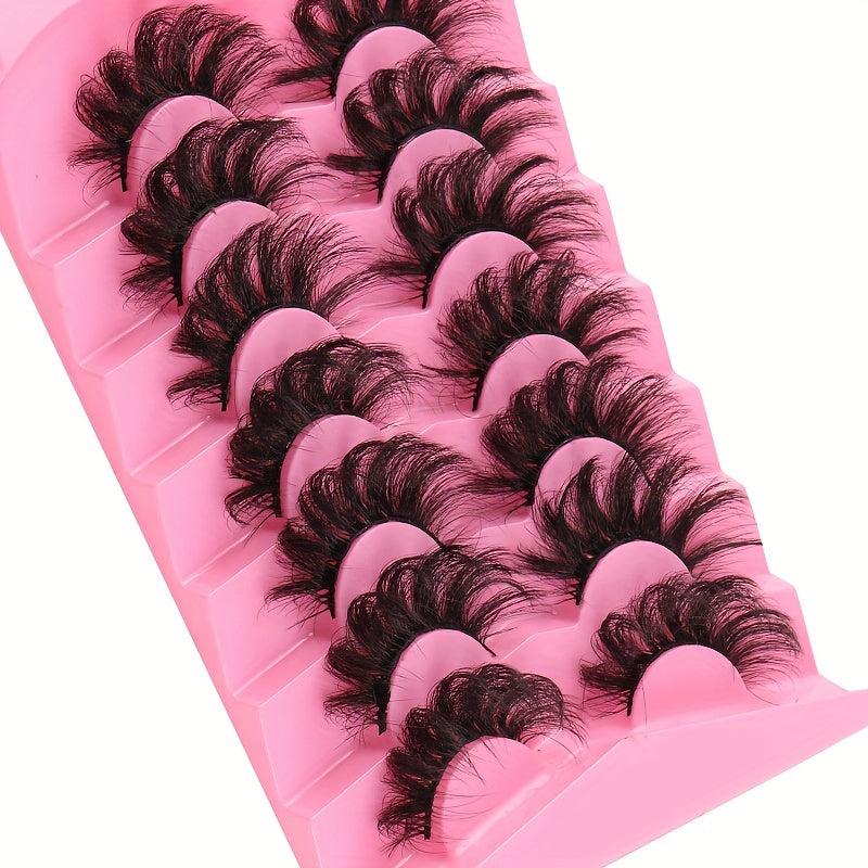 7 Pairs Thick Volume Faux Mink Eyelashes Natural Curly Lashes