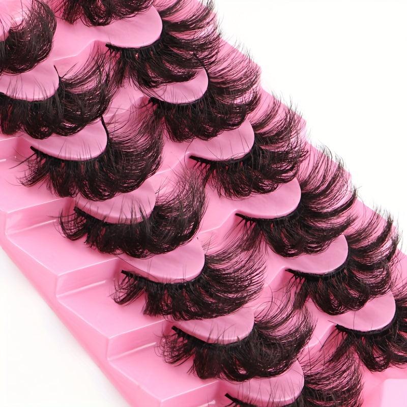 7 Pairs Thick Volume Faux Mink Eyelashes Natural Curly Lashes