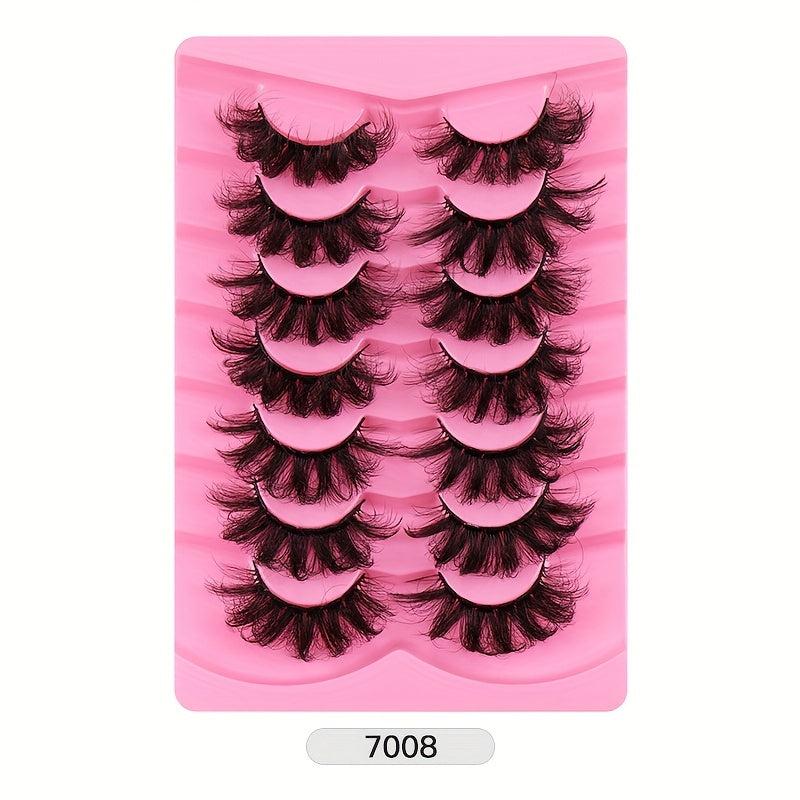 7 Pairs Thick Volume Faux Mink Eyelashes Natural Curly Lashes