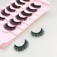 7 Pairs Faux Mink Fluffy False Eyelashes Natural Look C Curling